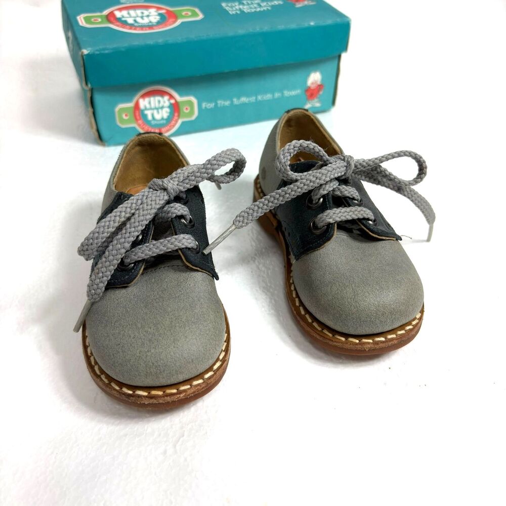 Buster Brown Kids Two Toned Unisex Vintage Saddle Oxford Shoes Size5D Gray Black